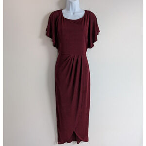 Baltic Born Midi Dress Womens Large Ruched Capsule Wardrobe Special Occasion Red